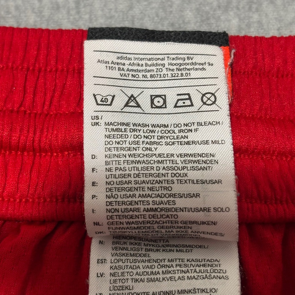 Adidas Mens Basketball Shorts Red Black White 3 Stripe Mesh Size Large RN 88387 - Picture 8 of 15